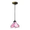 Hanglampen retro creatieve gebrandschilderd glas lotus bloemen kroonluchter gangpad slaapkamer woonkamer E27 LED enkele hoofdhangende lamp