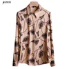 Women's Blouses Champagne Print Shirt Women Spring Fashion Elegant Long Sleeve Formal Office Ladies Work Tops Black