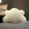 Oreiller moelleux en peluche étoile lune doux avec gland jeter canapé salon décor à la maison couleur unie taille 45cm