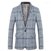 Men's Suits 2023 Spring Autumn Check Design Blazer Men Fashion Stylist Coat Suit Jacket Casual Chaqueta Traje Hombre