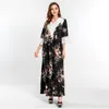 Vêtements ethniques Dentelle Abaya Femmes Musulman Maxi Robe Imprimé Floral Caftan Dubaï Turquie Caftan Arabe Robe Robe Femme Musulmane Longue Vestidos