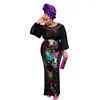 Casual Dresses Fashion Vintage Bazin African Women High midje Multicolor Sequin Euramerican Sexy Noble Diamond Elegant Retro Evening Maxi