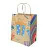 Kids Twisted Handles Environmental Protection Kraft Party Candy Tote Bags Cute Happy Birthday Gift Cartoon Paper Bag A373