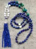 Pendanthalsband YA2442 Crystal Beads Tassel Crown Cap Lapis Amazonite Knut Handmaserad halsband 30-32 tum