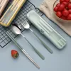 Dinnerware Sets 3Pcs/set Steel Knife Fork Spoon Cutlery Set Family Travel Portable With Storage Case Picnic Tableware