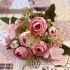 Decorative Flowers Hybrid Bouquet 28 Cm High Artificial Flower European Small Tea Rose Home Wedding Christmas Decoration