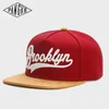 Snapbacks PANGKB Brand FASTBALL CAP BROOKLYN faux suede hip hop red snapback hat for men women adult outdoor casual sun baseball cap bone 0105