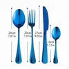 Dinnerware Sets 4Pcs Smooth Full Blue Stainless Steel Cutlery Flatware Set Forks Knives Spoons Tableware Home Party Wedding