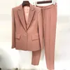 Dames tweedelige broek Spring en herfst 2023 European American Stars Fashion Drill One Button Suit Pant Set Celebrity Wears