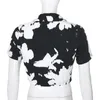 Women's Blouses & Shirts CHAMSGEND Fashion Blouse Polyester Tunic Tie-dye Printed Turn-down Collar Short Top Drop CSV