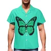 Camicie casual da uomo Farfalla Tinta unita Sfondo Stampato Lusso Spiaggia Uomo hawaiano Estate Scollo a V Manica corta Sport Viaggi Personalizzato