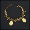 Braccialetti con ciondoli 1 Pz Acciaio inossidabile 304 Colore oro Doppio strato Vergine Maria Bracciale con carta rotonda Ciondolo albero della vita 17 cm Goccia Deli Dh4B0