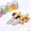 Outils de pâtisserie de cuisson 1pcs Mini Couteaux à crème Sier Couteau à beurre pour le dessert au fromage Manche en bois polyvalent en acier inoxydable 10,2 10,2 cm Dhslv