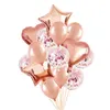 Украшение вечеринки 14pcs Rose Gold Confetti Balloon Sets Heart Star Foil for Wedding Kids 1 -й день рождения Air Globos Supplies Drop Delive DH96N