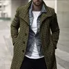 Hommes chandails mode hommes manteau automne hiver Plaid Double boutonnage revers mi-long Chic laine mélanges