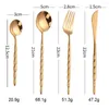 Dijkartikelen 4 stks goud bestek set mes forks lepels vaatwasser veilig roestvrij staal western servies bruiloft cadeau