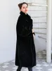Femmes en cuir Faux Nerazzurri hiver long épais chaud doux gris noir manteau de fourrure femmes moelleux ry faux pardessus mode coréenne 5xl 6xl 7xl 230105