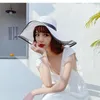 Breite Krempe Hüte Sommer Frauen Große Strohhut Strand Casual Sonnencreme Band Caps Mädchen Damen Solide Sonnenhüte Visier Gorras