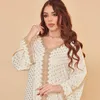 Lässige Kleider, vergoldetes muslimisches Dubai-Abaya-Kleid, Naher Osten, Türkei, Arabisch, Oman, marokkanischer Kaftan, Südostasien, Damenbekleidung, weiß, rosa, Eid