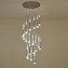 Lustres suspenderam iluminária iluminária moderna escada de escada de lustre de teto iluminação interior lâmpada pendurada de escada longa