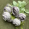 Dekorativa blommor Silk Blommor Arrangemang Artificiell beläggning Dew Rose Wedding Pography Bouquet Home Living Room Garden Fake Roses Decor