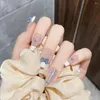 Faux ongles rose bleu coeur réglage presse sur résine matériel doux pour la peau ongles pour l'usure de la scène