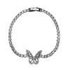 Pulsera de boda más vendida de Ins Joyería de lujo Plata de ley 925 Corte redondo Blanco 5A Circón cúbico CZ Diamante Tennies mariposa Brazalete para regalo de amante