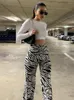 Women's Pants Comfortable Wide Leg Women Fashion Animal Zebra Print Casual Trousers Loose Sexy High Waist Straight