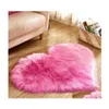 카펫 긴 털이 많은 양탄자 녹색 흰색 분홍색 얽히고 카펫 사랑 하트 모양 모피 깔개 인공 양모 베이비 룸 침실 부드러운 지역 매트 드롭 DHWJV