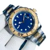 Mens Watches 40mm Automatisk mekanisk klocka rostfritt stål blå svart armbandsur med lådan liv vattentät montre de luxe