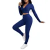 Pantalones de dos piezas para mujeres Juego de mujeres Merbau Sportswear Gym Clothing Fitness Fitness Long Top Top de cintura alta Leggings deportivos trajes deportivos