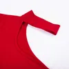 T-shirt da donna Red Tops Basic One Shoulder Helter Collar T-shirt eleganti 2022 Spring Women Sexy Bodycon Female Skinny One Piece Tees Top G1028 T230104