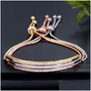 Charm Armband Rose Gold Designer Armband Justerbar kvinnor Enkel rad 3AAA Kubik Zirkoniummode Kopparsmycken för Women Party DHAZS