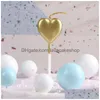 Candles 3Pcspack Cute Romantic Heart Shaped Cake Cupcake Topper For Children Aldt Birthday Party Wedding Decoration Drop Delivery Ho Dha1I