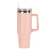 40oz stainless steel tumblers Cups with handle lid and straws Hot Pink Car mugs powder coating outdoor tumbler vacuum insulated drinking water bottles With Logo 0204