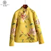 Ethnic Clothing Yellow Vintage National Clothes Coat Thicken Large Size Chinese Women Tang Suit Traditional Harajuku Jacket Hanfu Print Loos