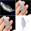 Pinnen broches pinnen witte kristal grote veer voor vrouwen strass bruiloft boeket sieraden prachtig geschenk broche femme bijnoux de lux dhqpbbbb