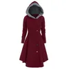 Women's Wool & Blends Dress Large Hem Women Coat Single Breasted Autumn Winter Asymmetric Hooded Long Drap Elegant Outerwear