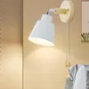 Wall Lamps Nordic Indoor Wooden Lamp Bedside E27 Sconce Light For Bedroom Corridor 4 Color With Zip Switch Freely Rotatable Decor