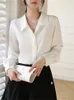 Women's Blouses Purple Shirt For Women Spring 2023 Button Up Split Turn Down Collar Long Sleeve Tops Office Ladies Casual