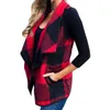 Kvinnorjackor Stylish Bar 2023 Womens Autumn Vest Plaid ärmlös Lapel Öppna front Cardigan Sherpa Jackor Pockets #0524