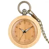 Pocket Watches Concise Bamboo Quartz Watch Men Women Carved Arabic Numerals Dial Bronze Sweather Chain Pendant