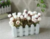 Decoratieve bloemen 1 set 16 cm houten hek vaas Eugene bloemroeg en daisy kunstmatige zijde voor thuisbureau decoratie