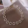 Choker Korean Elegant Flower Pearl Decor Necklace Vintage Neck Chokers For Women 2023 Fashion Beautiful Chain Unusual Jewelry