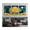 Paintings Golden Art Deer Money Tree Wall Picture Islamic No Frame Abstract Moon Canvas Printing Poster Still Life Drop Delivery Hom Dhx7L