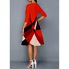 Casual Dresses Women Dress 2023 Elegant Christmas Print Year Evening Party O-Neck Red Chic Fasion High Waist A-Line