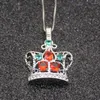 Colares pendentes Hermosa Gentil Greentopaz Red Garnet Silver Color para mulheres Charms Chain Colar 20 polegadas