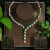 Ketting oorbellen set bruiloft luxe zirkonia sieraden hoogwaardige bruids smaragdgroen en oorbel voor bruidsmeisjes dubai accessoires