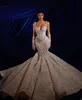 Luxury Mermaid Wedding Dresses Spaghetti Straps Crystals Beads Beading Appliques Lace Bridal Gowns Custom Made Lace-Up Back Sweep Train Vestidos De Novia