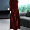 Casual Dresses Autumn Winter Solid Soft Velvet Party Dress Women Crew Collar Boho Long Retro Sleeve Maxi Pullover Mujer